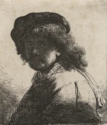 Rembrandt avec un bonnet et une écharpe